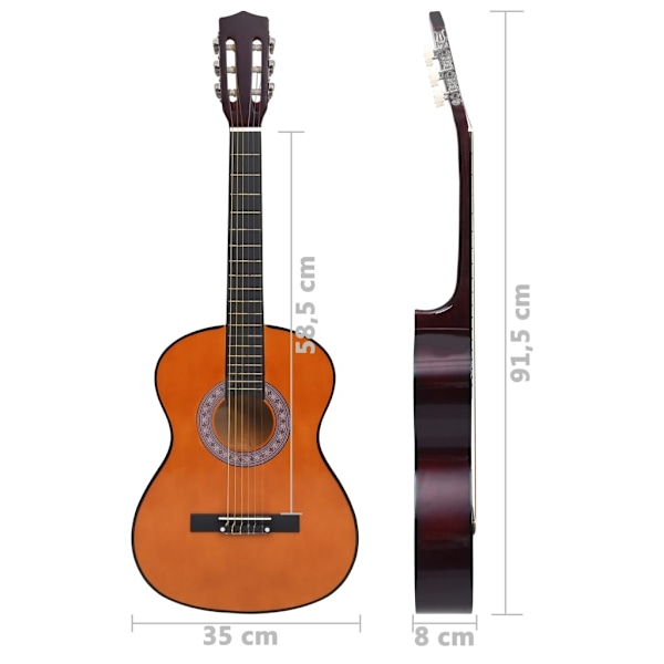 vidaXL Gitarr för nybörjare och barn klassisk 3/4 36" amerikansk lind Brun