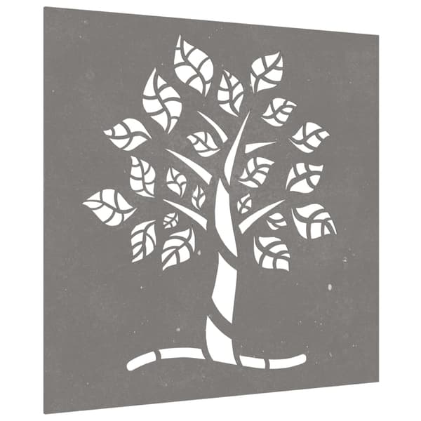vidaXL Väggdekoration 55x55 cm rosttrögt stål träddesign Brun