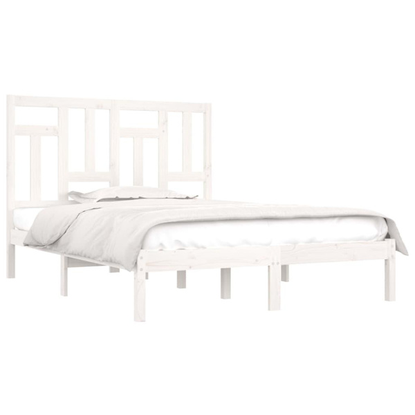 vidaXL Sängram vit massiv furu 120x200 cm Vit