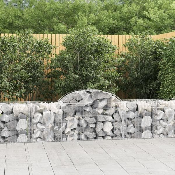 vidaXL Gabioner bågformade 9 st 200x50x60/80 cm galvaniserat järn Silver