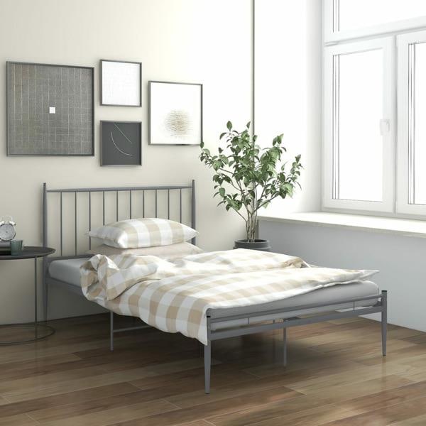 vidaXL Sängram grå metall 120x200 cm grå