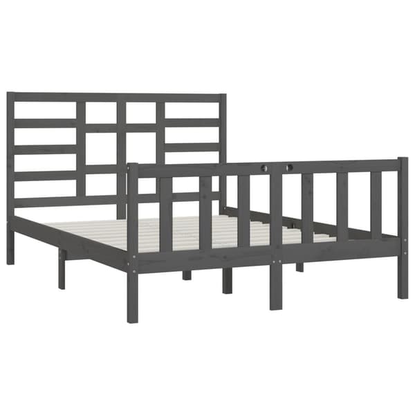 vidaXL Sängram grå massivt trä 150x200 cm Grå