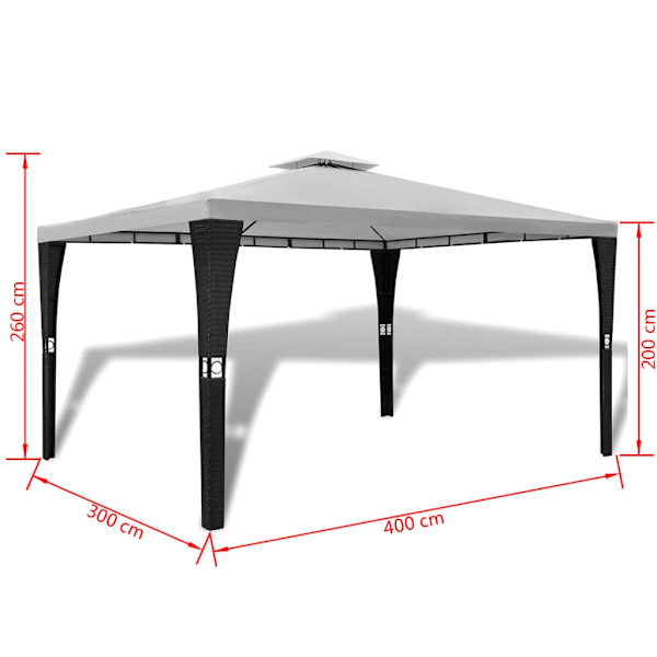 vidaXL Paviljong konstrotting gräddvitt tak 3 x 4 m Creme