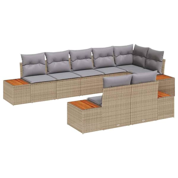 vidaXL Trädgårdsoffset 8 st Beige Poly rattan Beige