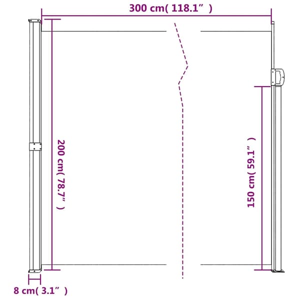 vidaXL Indragbar sidomarkis gräddvit 200x300 cm Kräm