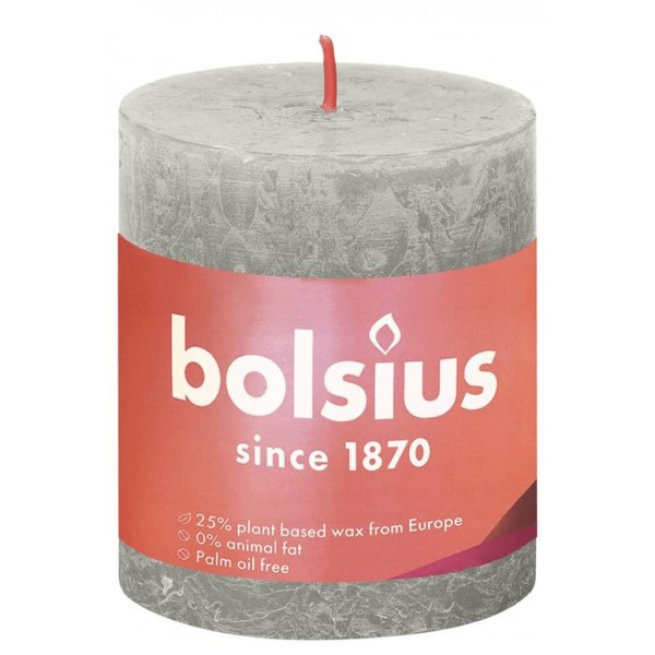 Bolsius Rustika blockljus 4-pack 80x68 mm sandgrå grå