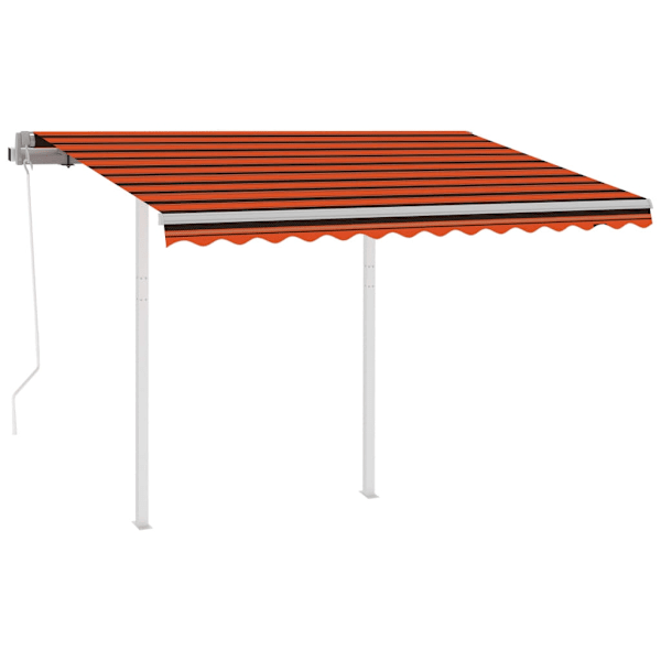 vidaXL Markis med stolpar automatisk infällbar 3,5x2,5 m orange/brun Orange