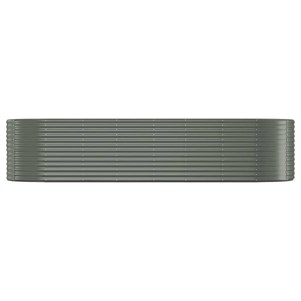 vidaXL Odlingslåda pulverlackerat stål 322x100x68 cm grå Grå
