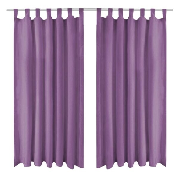 vidaXL Gardiner i microsatin 2 st med öglor 140x225 cm lila Lila