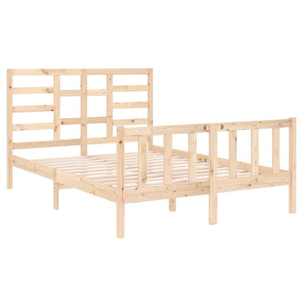 vidaXL Sängram massivt trä 140x190 cm Brun
