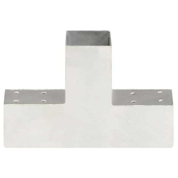 vidaXL Stolpbeslag 4 st T-form galvaniserad metall 71x71 mm Silver