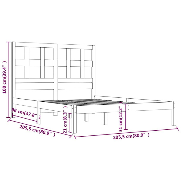 vidaXL Sängram honungsbrun massiv furu 200x200 cm Brun