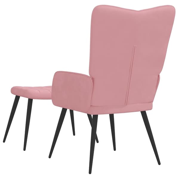 vidaXL Vilstol med fotpall rosa sammet Rosa