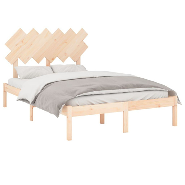 vidaXL Sängram massiv furu 120x190 cm Brun