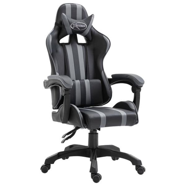 vidaXL Gamingstol grå konstläder grå