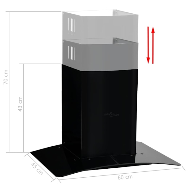 vidaXL Väggmonterad köksfläkt rostfritt stål 756 m³/h 60 cm svart Svart