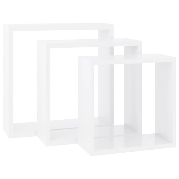 vidaXL Vägghyllor kub 3 st vit MDF Vit