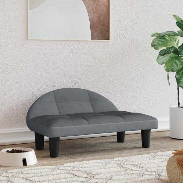 vidaXL Hundbädd mörkgrå 70x52x30 cm sammet Grå