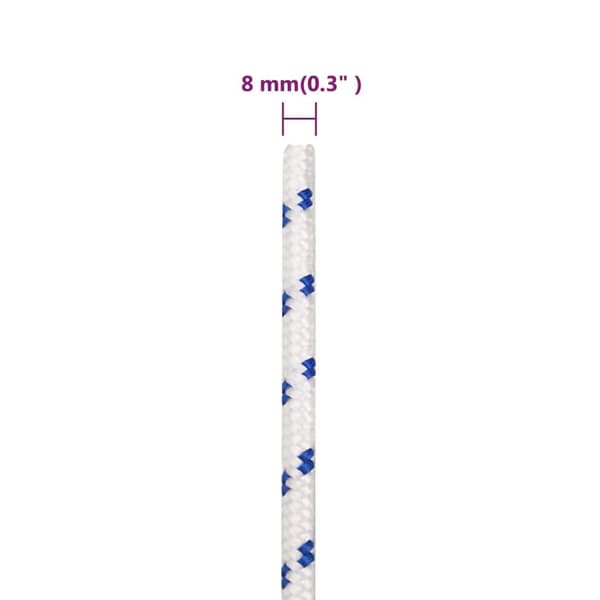 vidaXL Båtlina vit 8 mm 25 m polypropylen