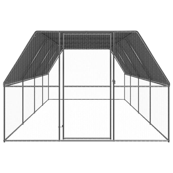 vidaXL Hönsbur för utomhusbruk 3x8x2 m galvaniserat stål Silver