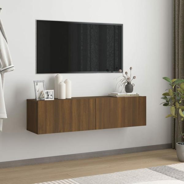 vidaXL TV-bänk för vägg brun ek 120x30x30 cm konstruerat trä Brun