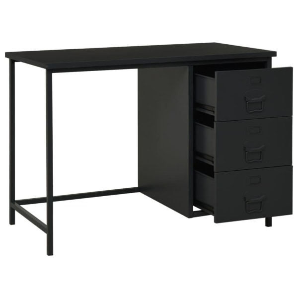 vidaXL Skrivbord med lådor industriell svart 105x52x75 cm stål Svart
