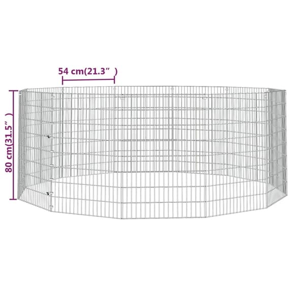 vidaXL Husdjursbur 12-panel 54x80 cm galvaniserat järn Silver