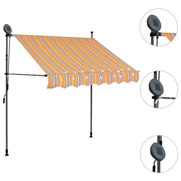 vidaXL Markis manuellt infällbar med LED 150 cm gul och blå multifärg