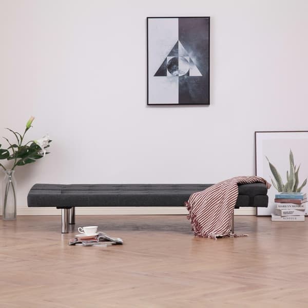 vidaXL Bäddsoffa med två kuddar mörkgrå polyester grå