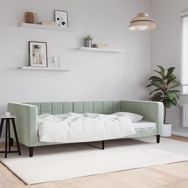 vidaXL Dagbädd ljusgrå 100x200 cm sammet Grå