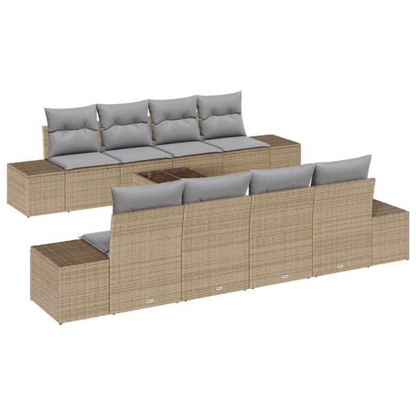 vidaXL Trädgårdsoffset 8 st Beige och Grå konstrotting Beige