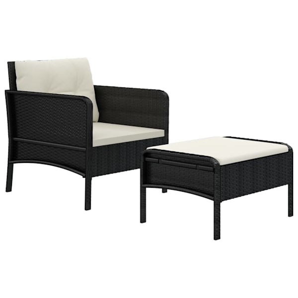 vidaXL Loungegrupp med dynor 2 delar svart konstrotting Svart