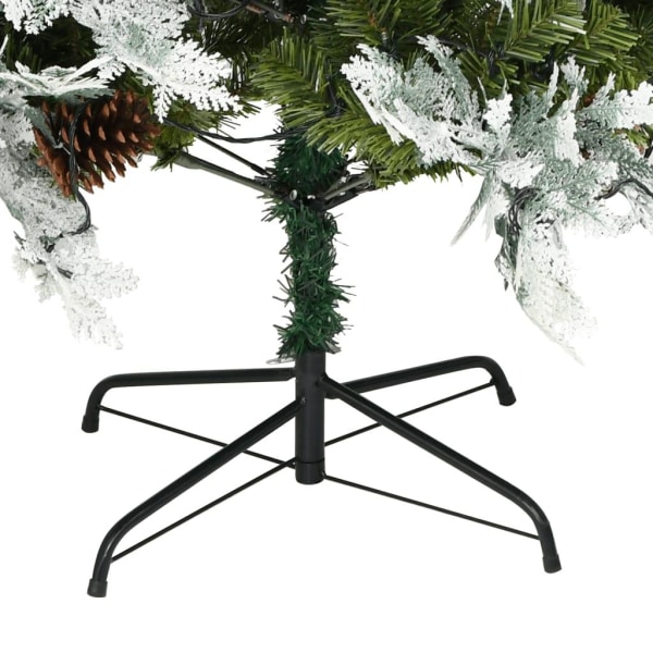 vidaXL Belyst julgran med kottar grön 195 cm PVC&PE Grön