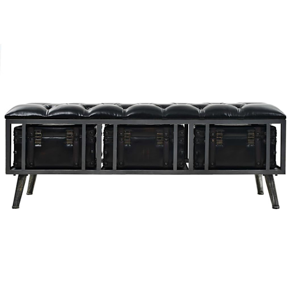 vidaXL Förvaringsbänk MDF och konstläder 120x41x46,5 cm Svart