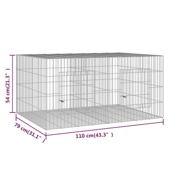 vidaXL Kaninhage 2 paneler 110x79x54 cm galvaniserat järn Silver