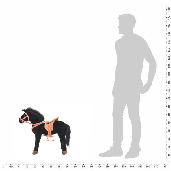 vidaXL Stående leksakshäst plysch svart Svart