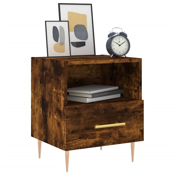 vidaXL Sängbord 2 st rökfärgad ek 40x35x47,5 cm konstruerat trä Brun