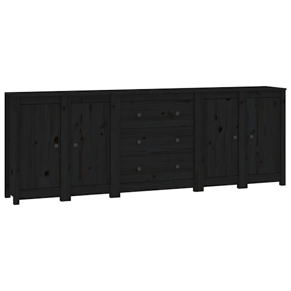 vidaXL Skänk svart 230x35x80 cm massiv furu Svart