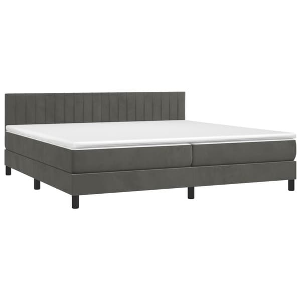 vidaXL Ramsäng med madrass mörkgrå 200x200 cm sammet Grå