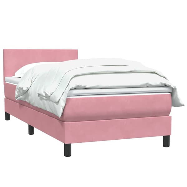 vidaXL Ramsäng med madrass rosa 90x210 cm sammet Rosa