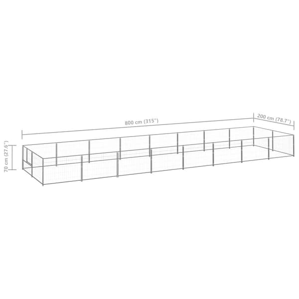 vidaXL Hundgård silver 16 m² stål Silver