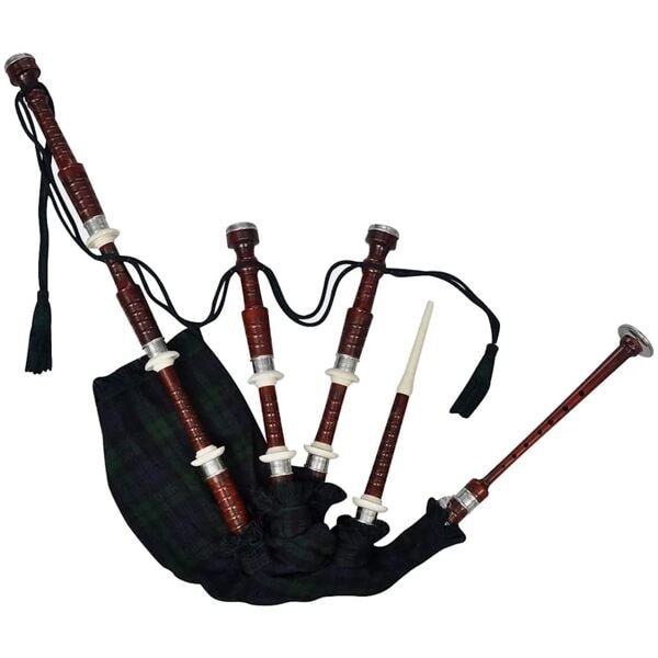 vidaXL Skotsk Great Highland Säckpipa Grön svart tartan Grön