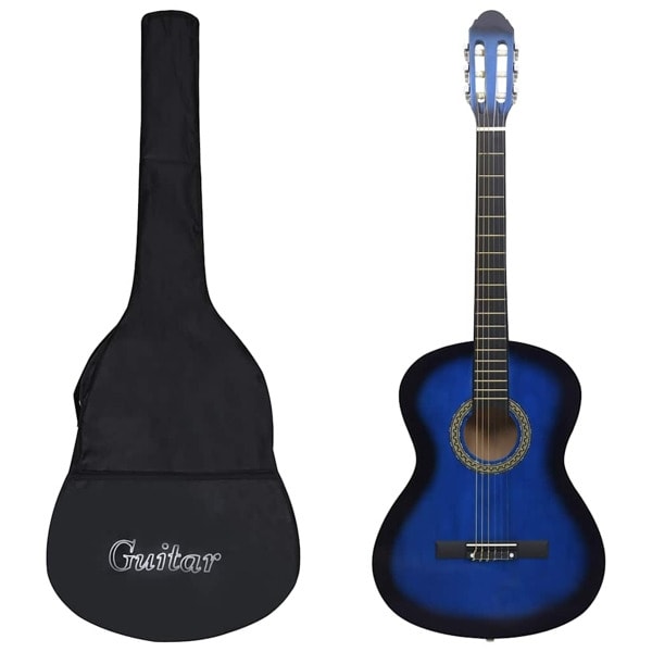 vidaXL Klassisk gitarr 12 delar blå 4/4 39" Blå