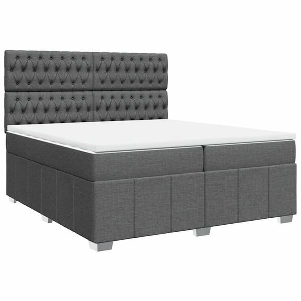 vidaXL Ramsäng med madrass mörkgrå 200x200 cm tyg Grå