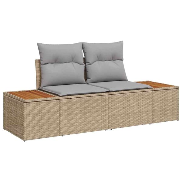 vidaXL Trädgårdsoffset 9 st Beige Poly rattan Beige