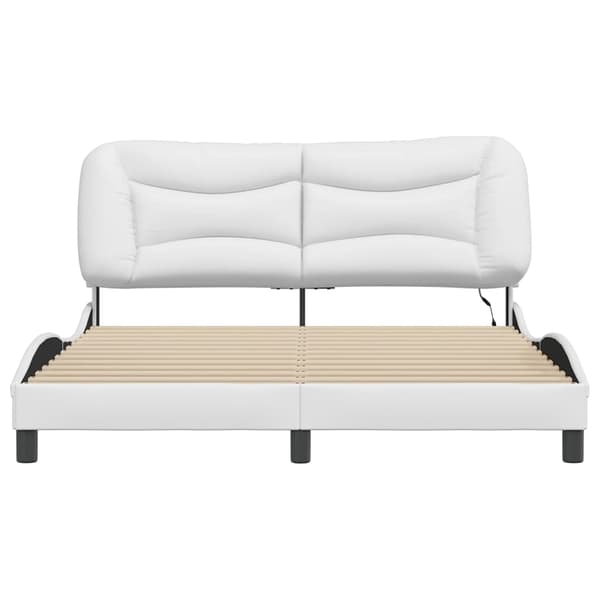vidaXL Sängram med LED-belysning vit 160x200 cm konstläder Vit