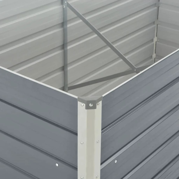 vidaXL Odlingslåda 160x80x45 cm galvaniserat stål grå grå