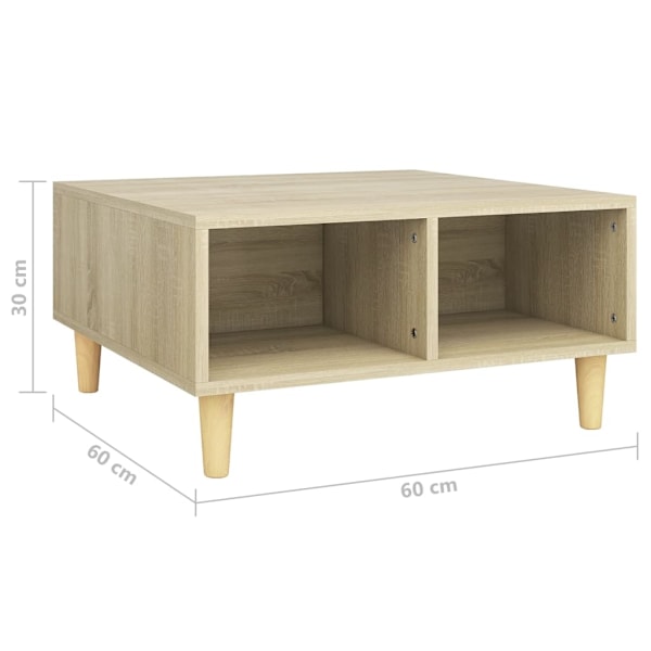 vidaXL Soffbord sonoma-ek 60x60x30 cm konstruerat trä Brun