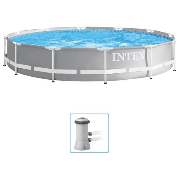 INTEX Pool med tillbehör Prism Frame Premium 366x76 cm Grå