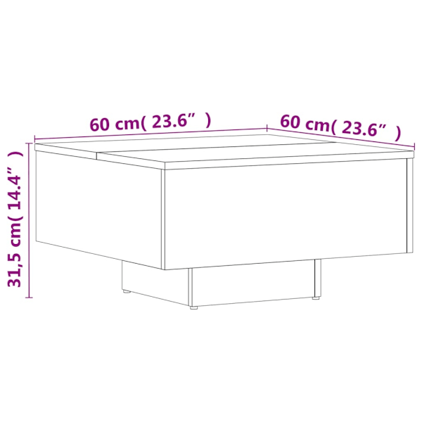 vidaXL Soffbord svart 60x60x31,5 cm konstruerat trä Svart